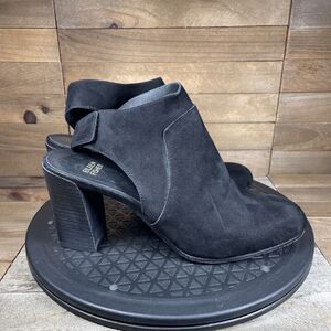 EILEEN FISHER IDEAL Black Suede Closed Toe Mule Heels Slingbacks Women's Size 9